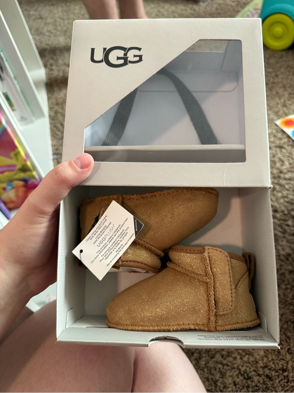 UGG Toddler Chestnut Suede-Look Slip-On Booties